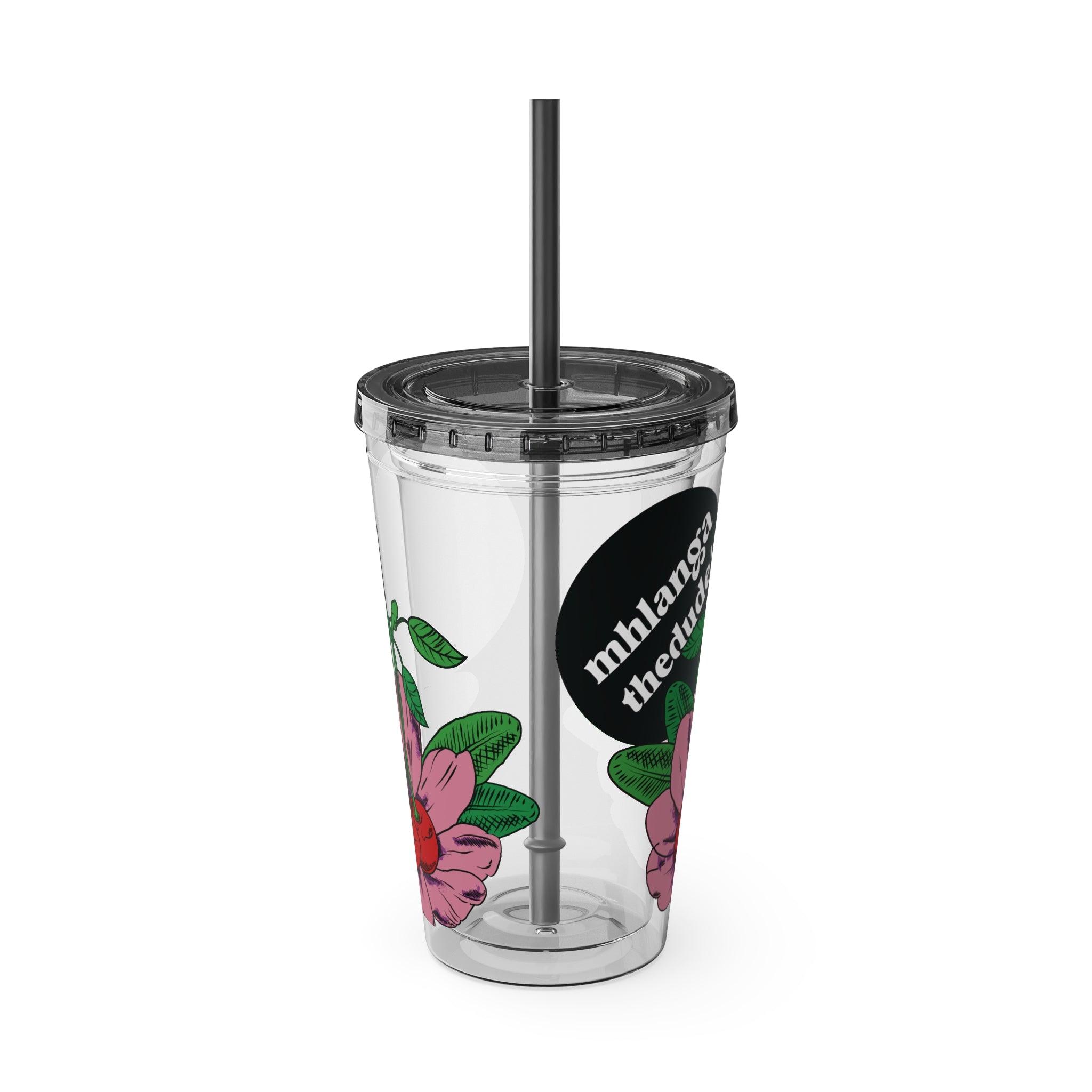 Pink Perennial - Sunsplash Tumbler with Straw, 16oz