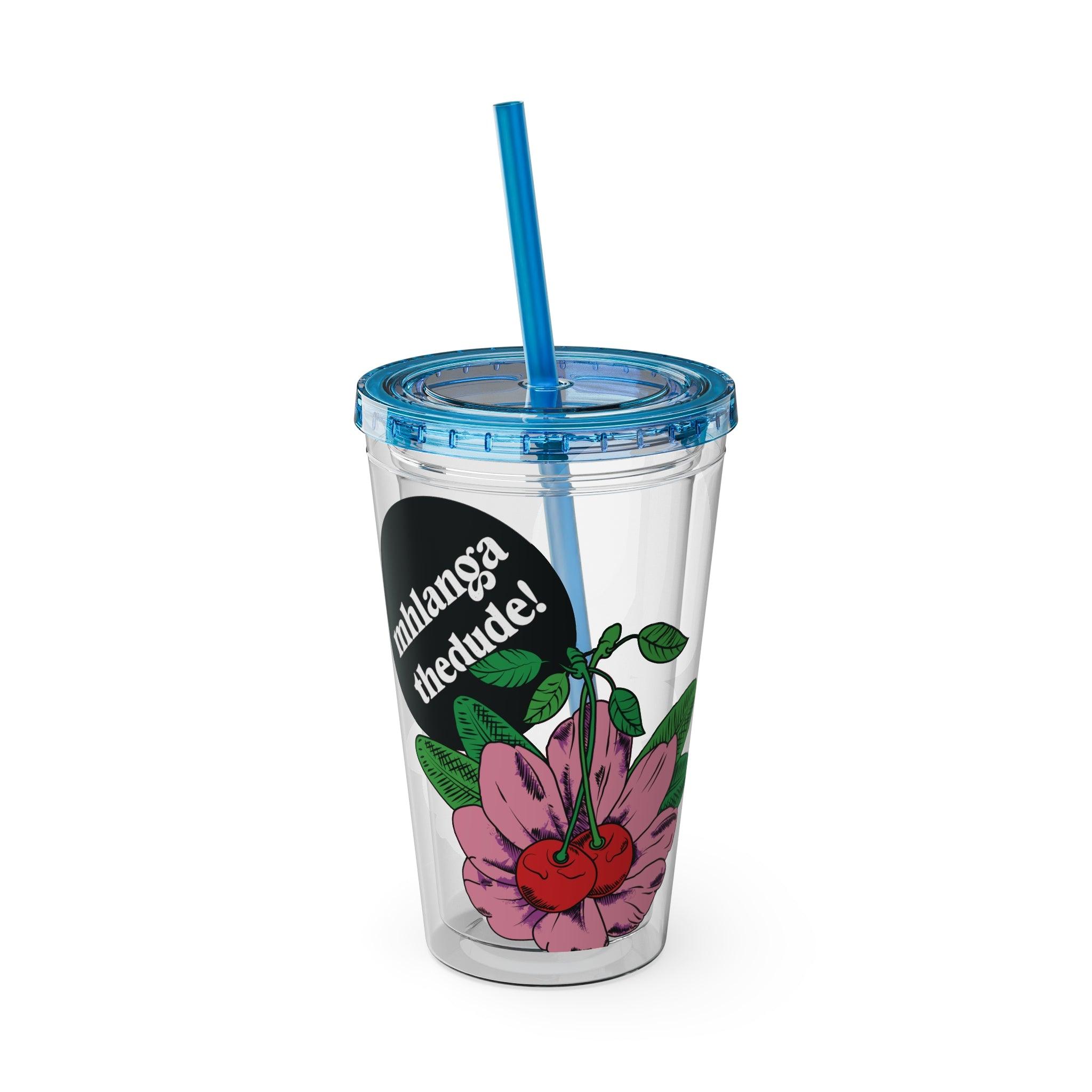 Pink Perennial - Sunsplash Tumbler with Straw, 16oz