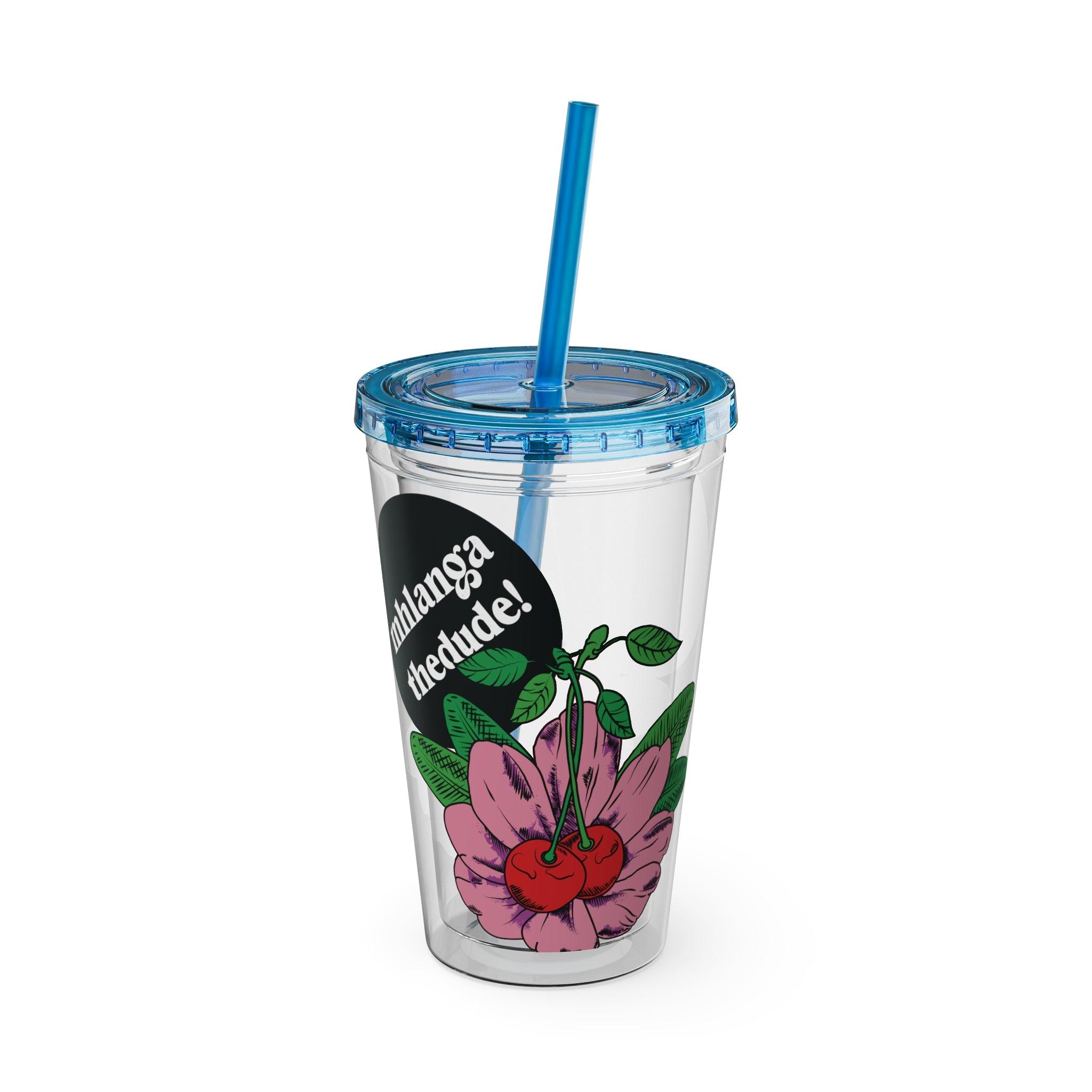 Pink Perennial - Sunsplash Tumbler with Straw, 16oz