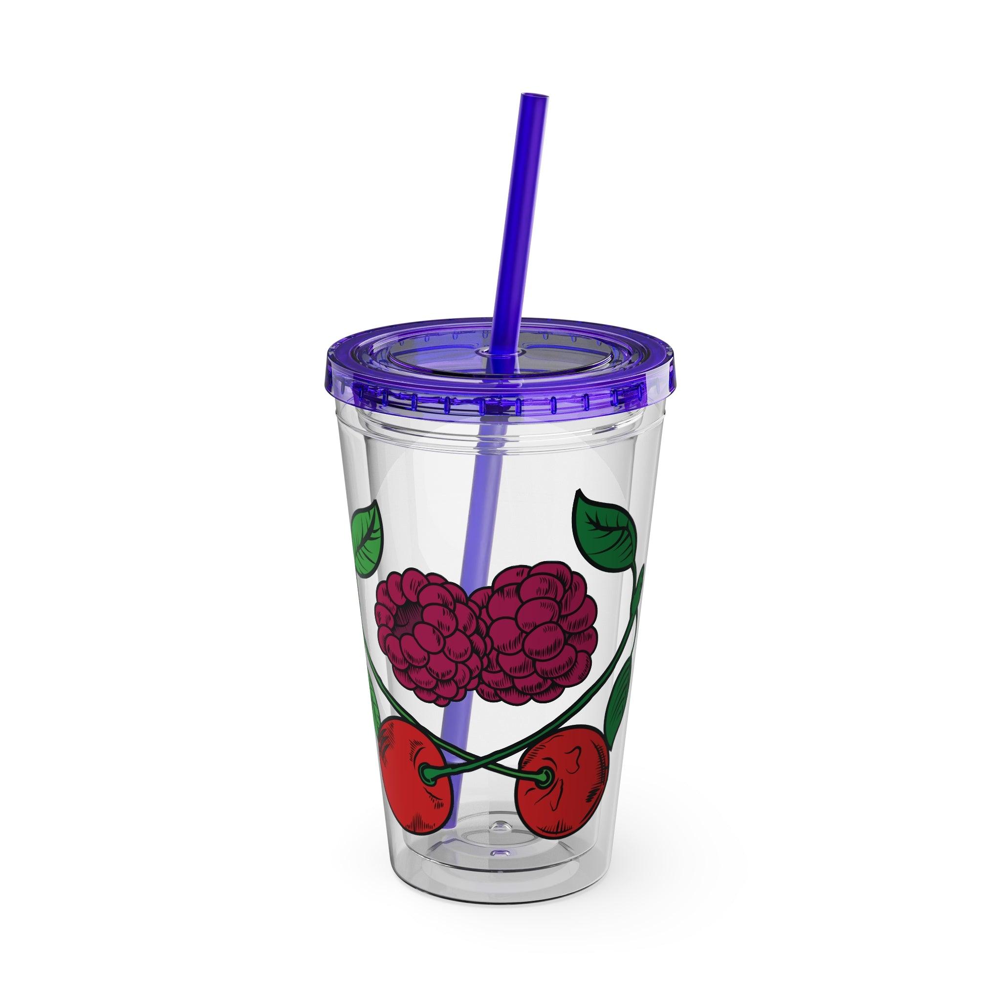 CherryXRaspberry - Sunsplash Tumbler with Straw, 16oz - mhlangathedude!