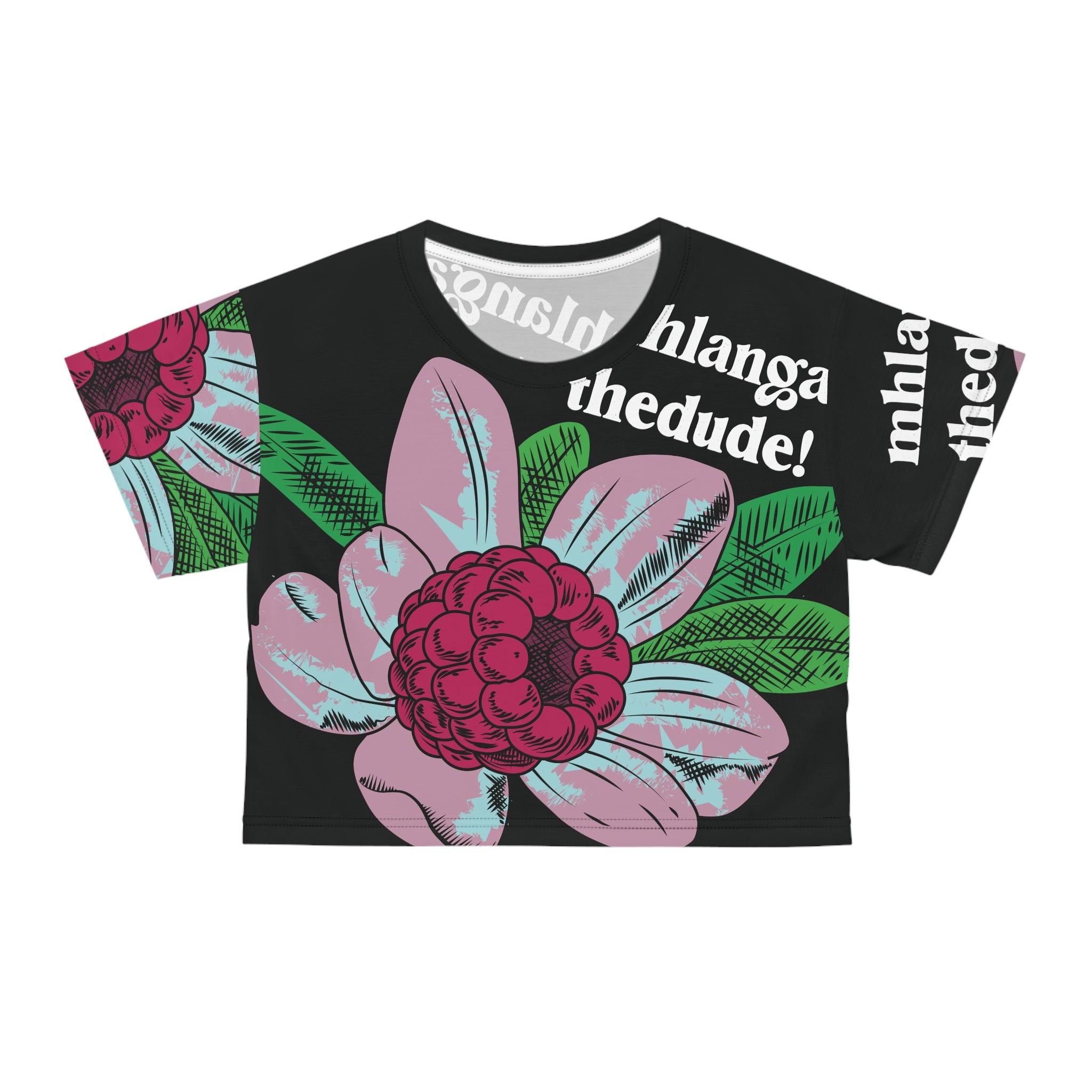 Flowering - Crop Tee (AOP) Black