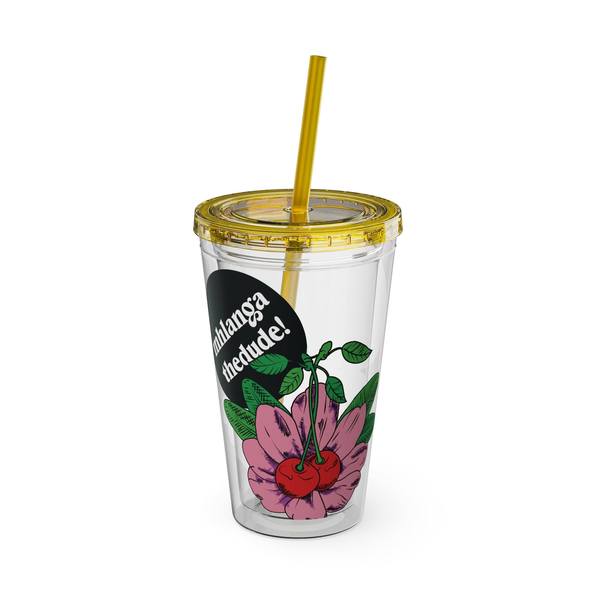 Pink Perennial - Sunsplash Tumbler with Straw, 16oz