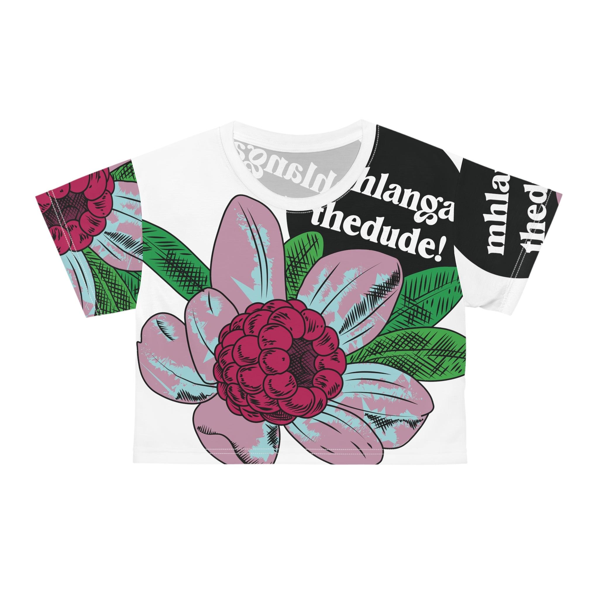 Flowering - Crop Tee (AOP) White