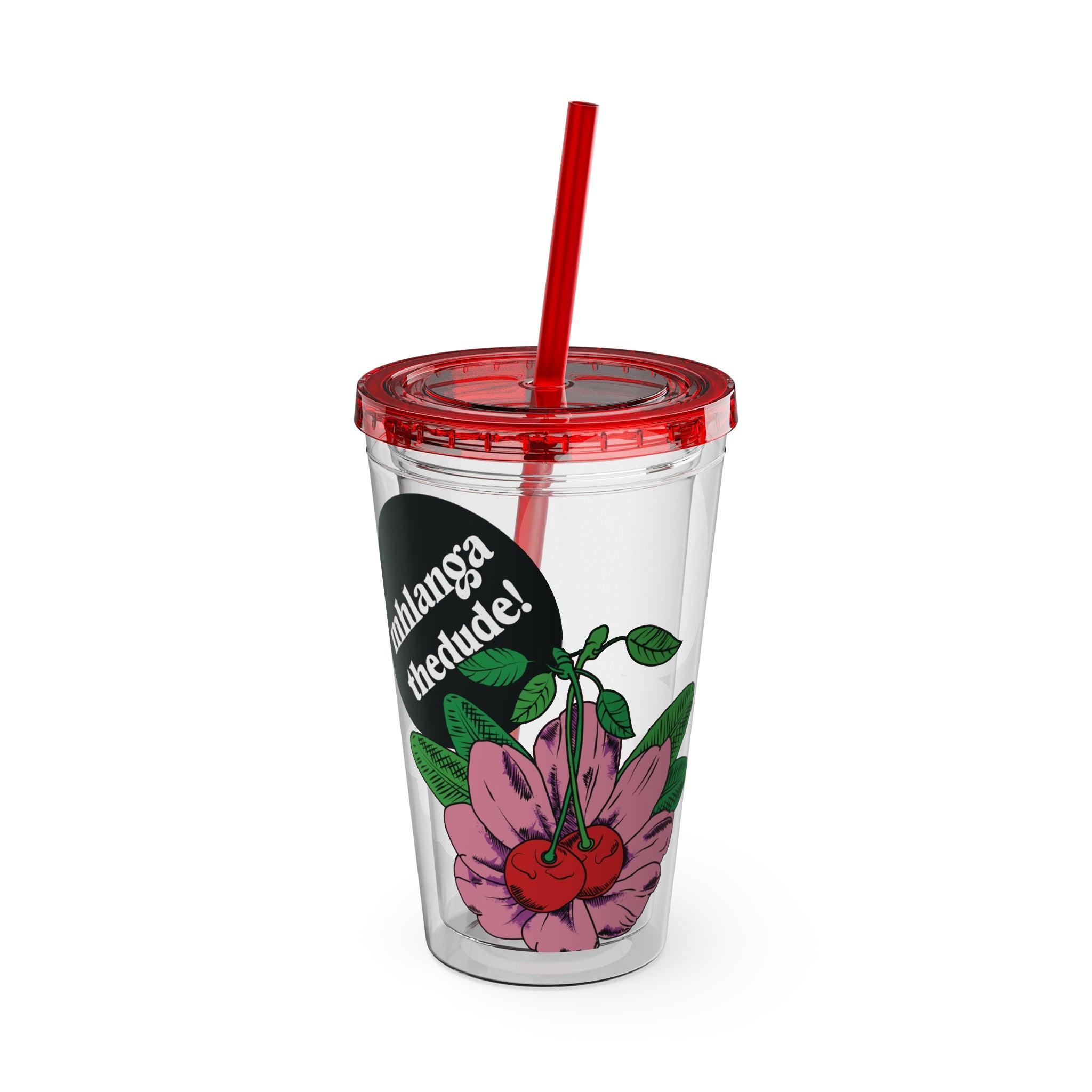 Pink Perennial - Sunsplash Tumbler with Straw, 16oz