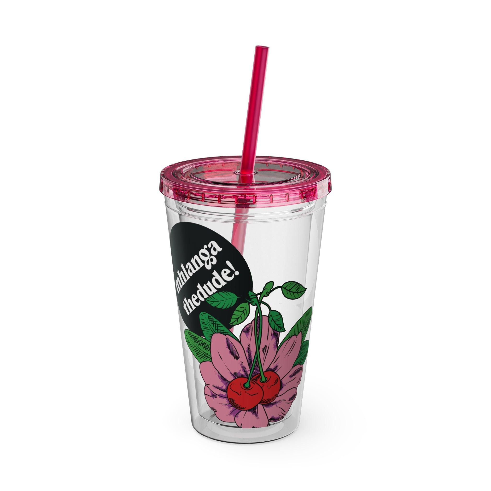 Pink Perennial - Sunsplash Tumbler with Straw, 16oz