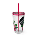 Load image into Gallery viewer, Pink Perennial - Sunsplash Tumbler with Straw, 16oz - mhlangathedude!
