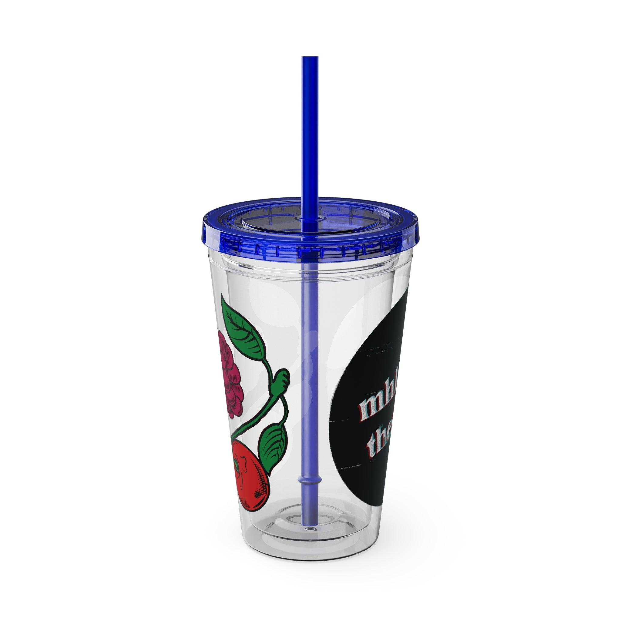 CherryXRaspberry - Sunsplash Tumbler with Straw, 16oz - mhlangathedude!