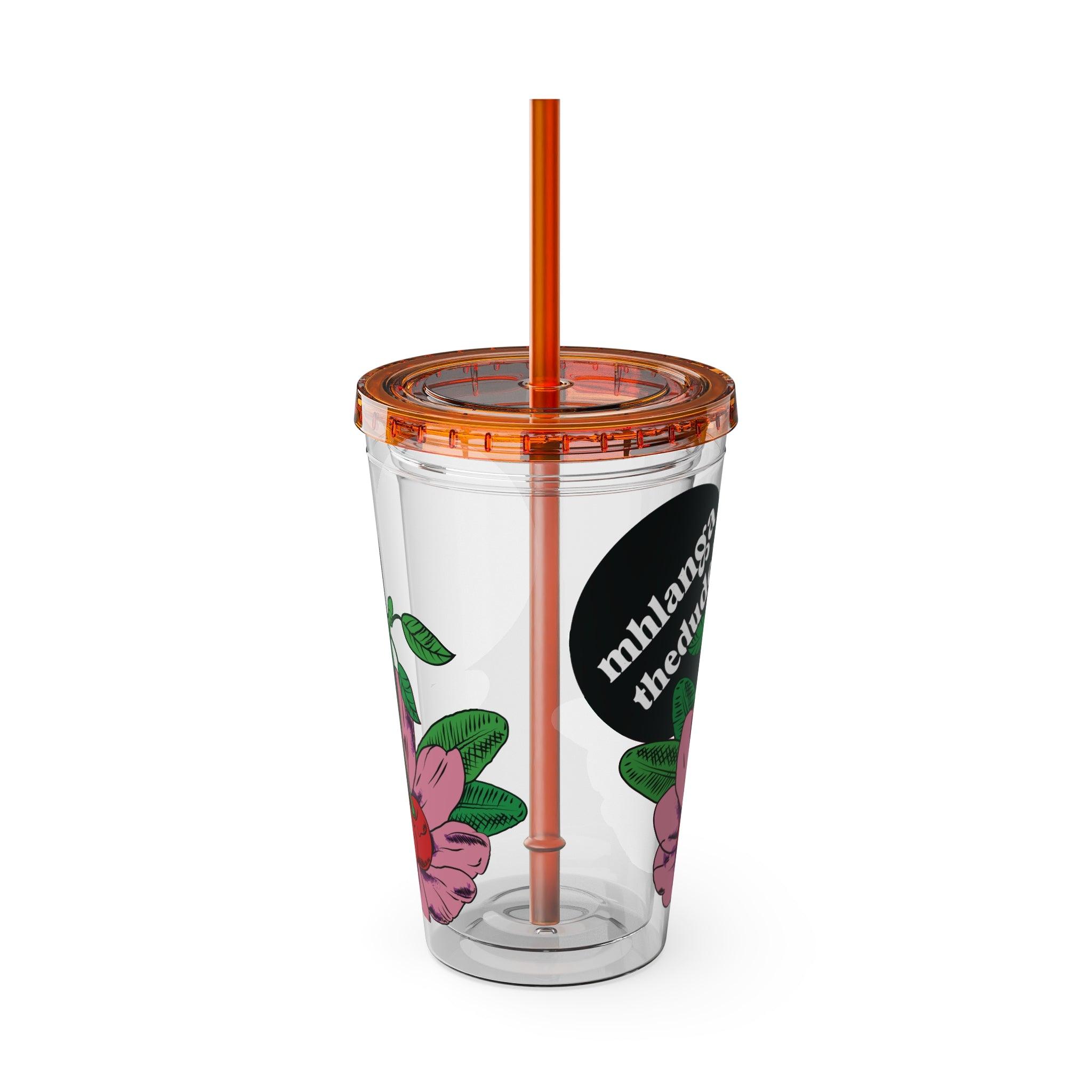 Pink Perennial - Sunsplash Tumbler with Straw, 16oz