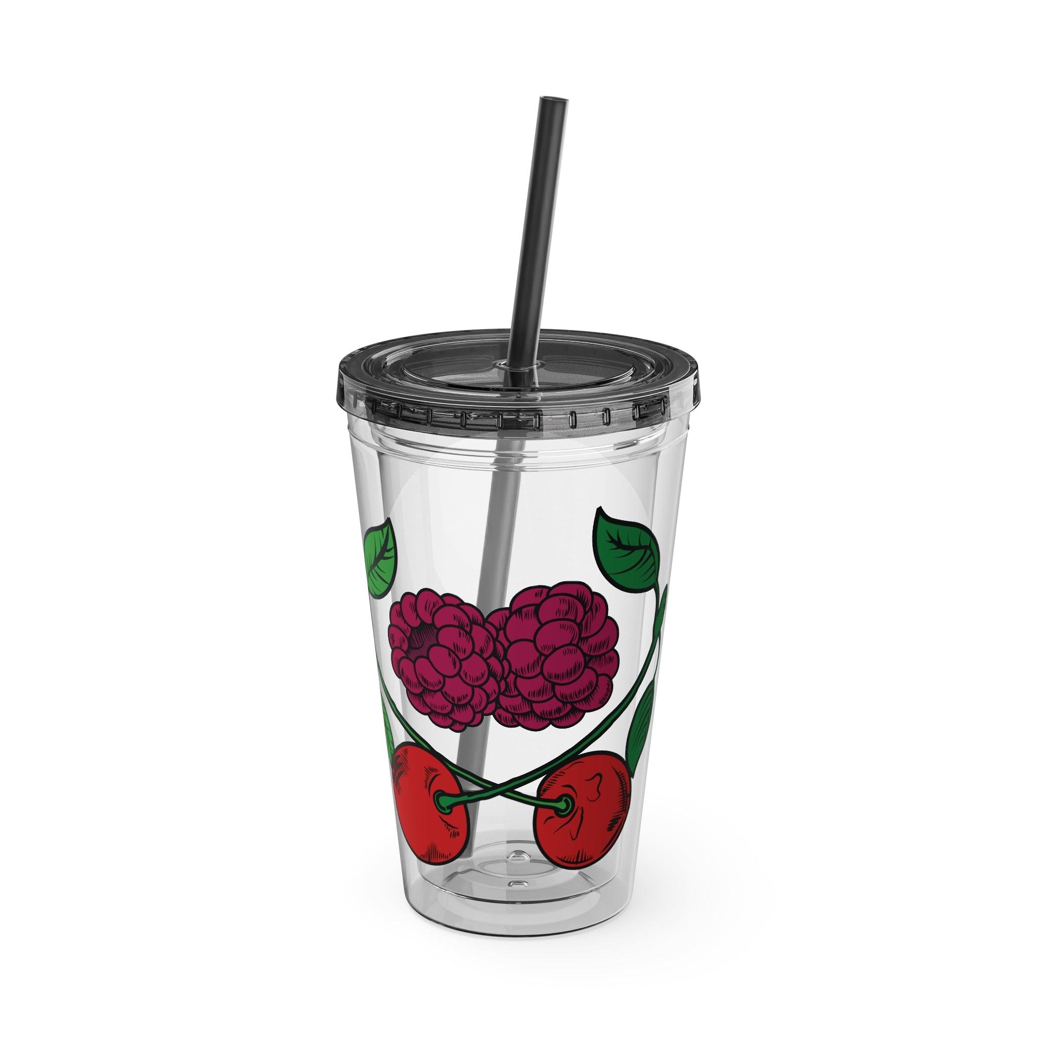 CherryXRaspberry - Sunsplash Tumbler with Straw, 16oz - mhlangathedude!