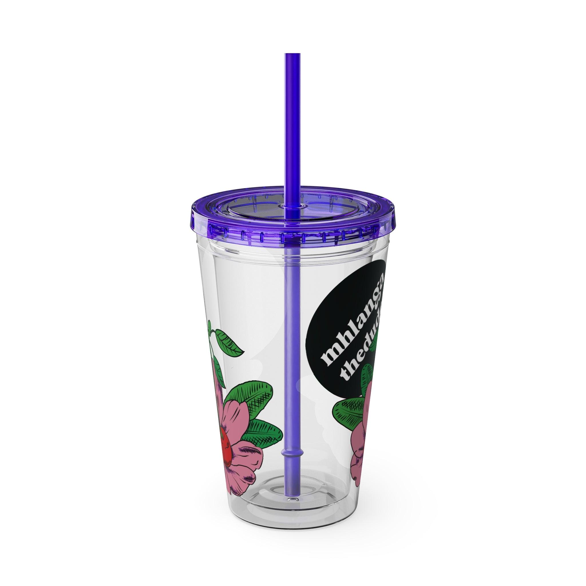 Pink Perennial - Sunsplash Tumbler with Straw, 16oz