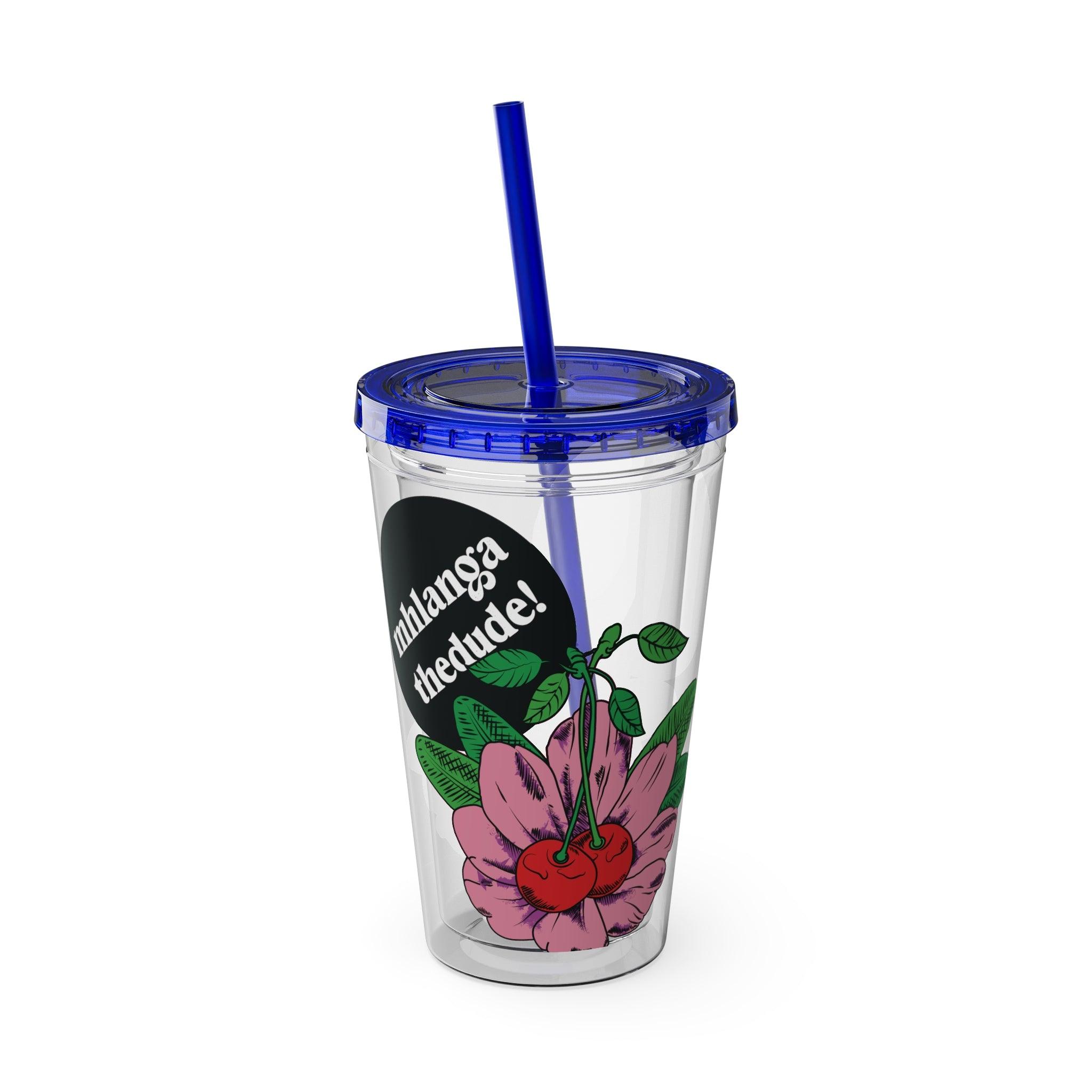 Pink Perennial - Sunsplash Tumbler with Straw, 16oz