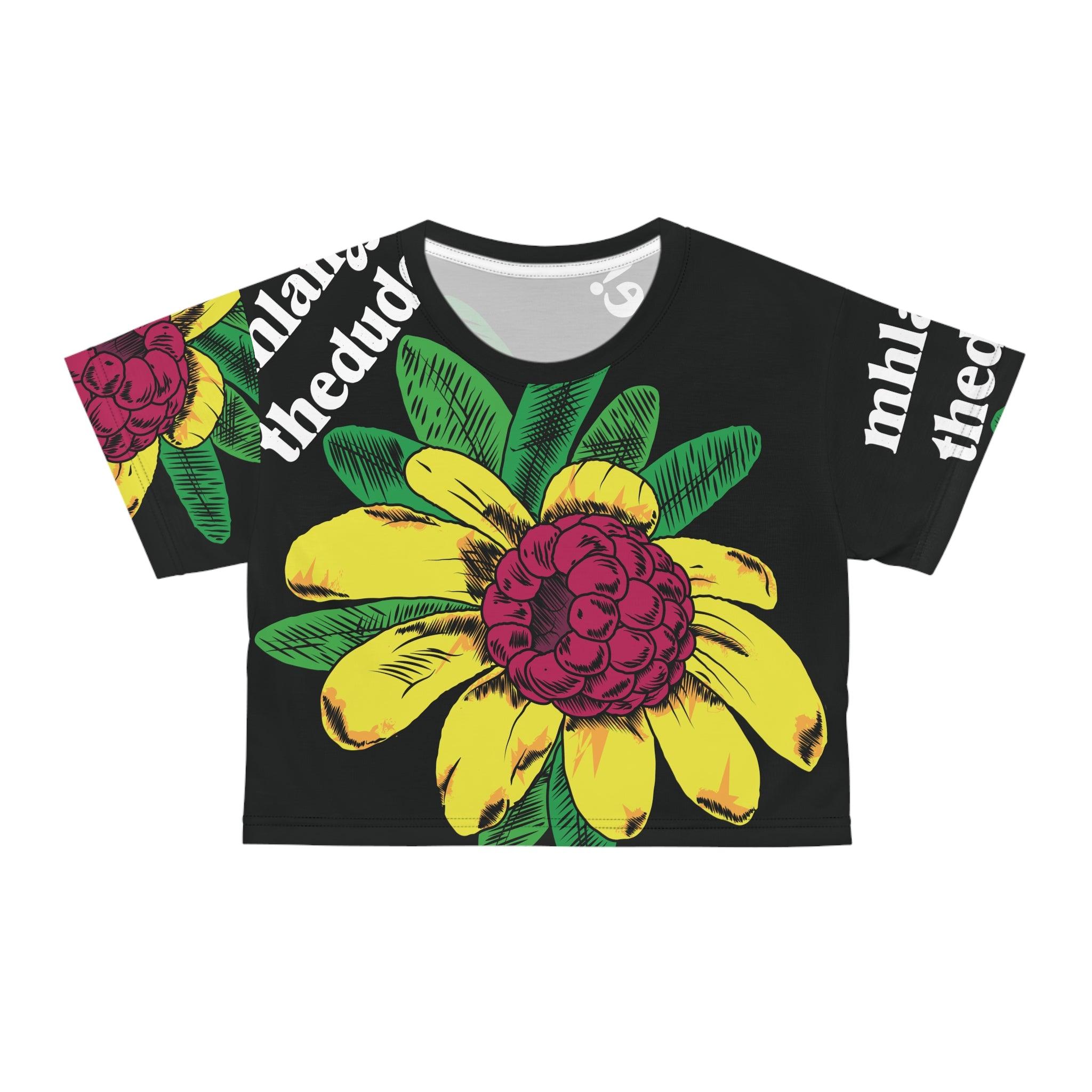 Yellow Sunday - Crop Tee (AOP) Black