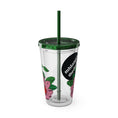 Load image into Gallery viewer, Pink Perennial - Sunsplash Tumbler with Straw, 16oz - mhlangathedude!
