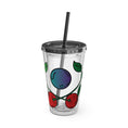 Load image into Gallery viewer, GradientXRaspberry - Sunsplash Tumbler with Straw, 16oz - mhlangathedude!
