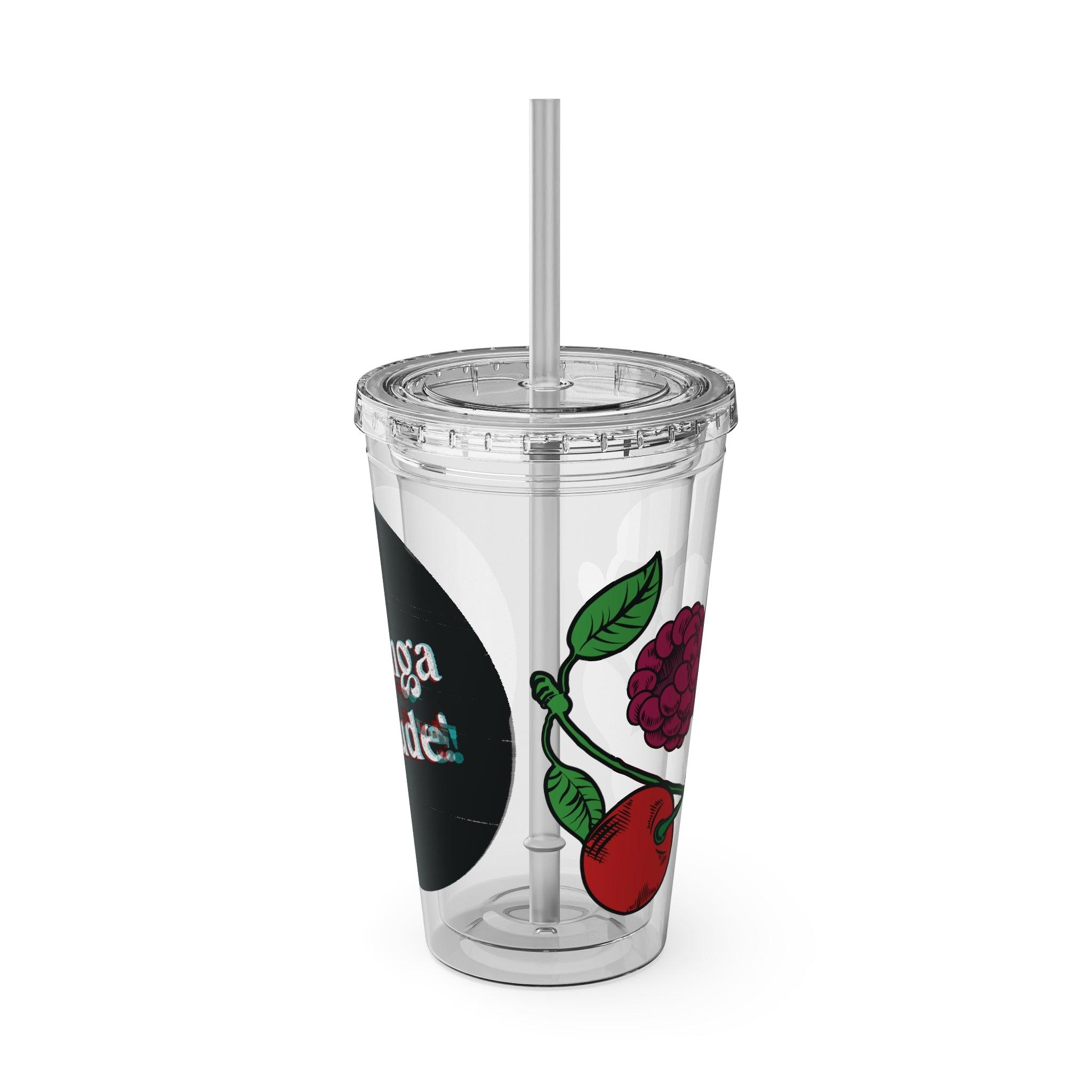 CherryXRaspberry - Sunsplash Tumbler with Straw, 16oz - mhlangathedude!