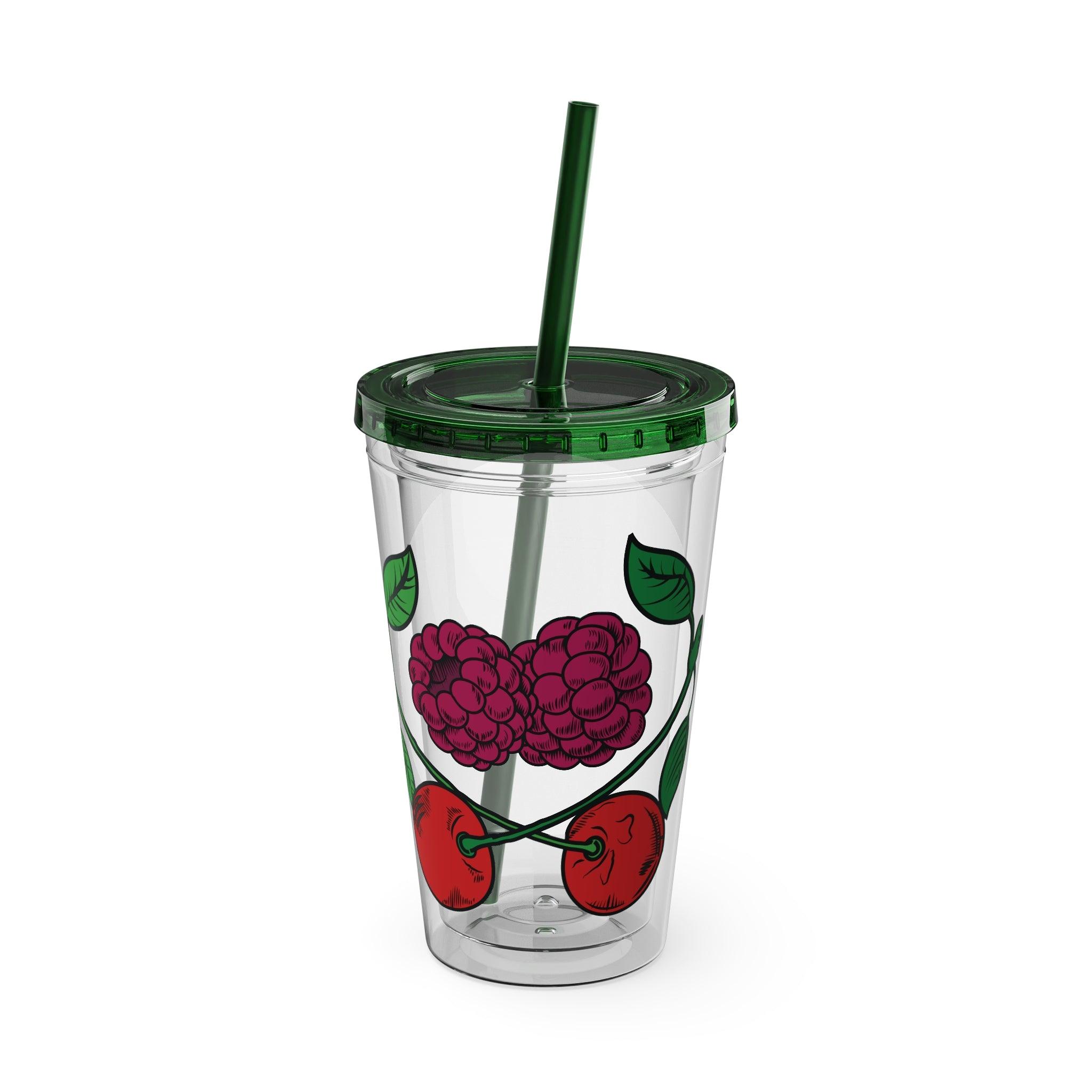 CherryXRaspberry - Sunsplash Tumbler with Straw, 16oz - mhlangathedude!