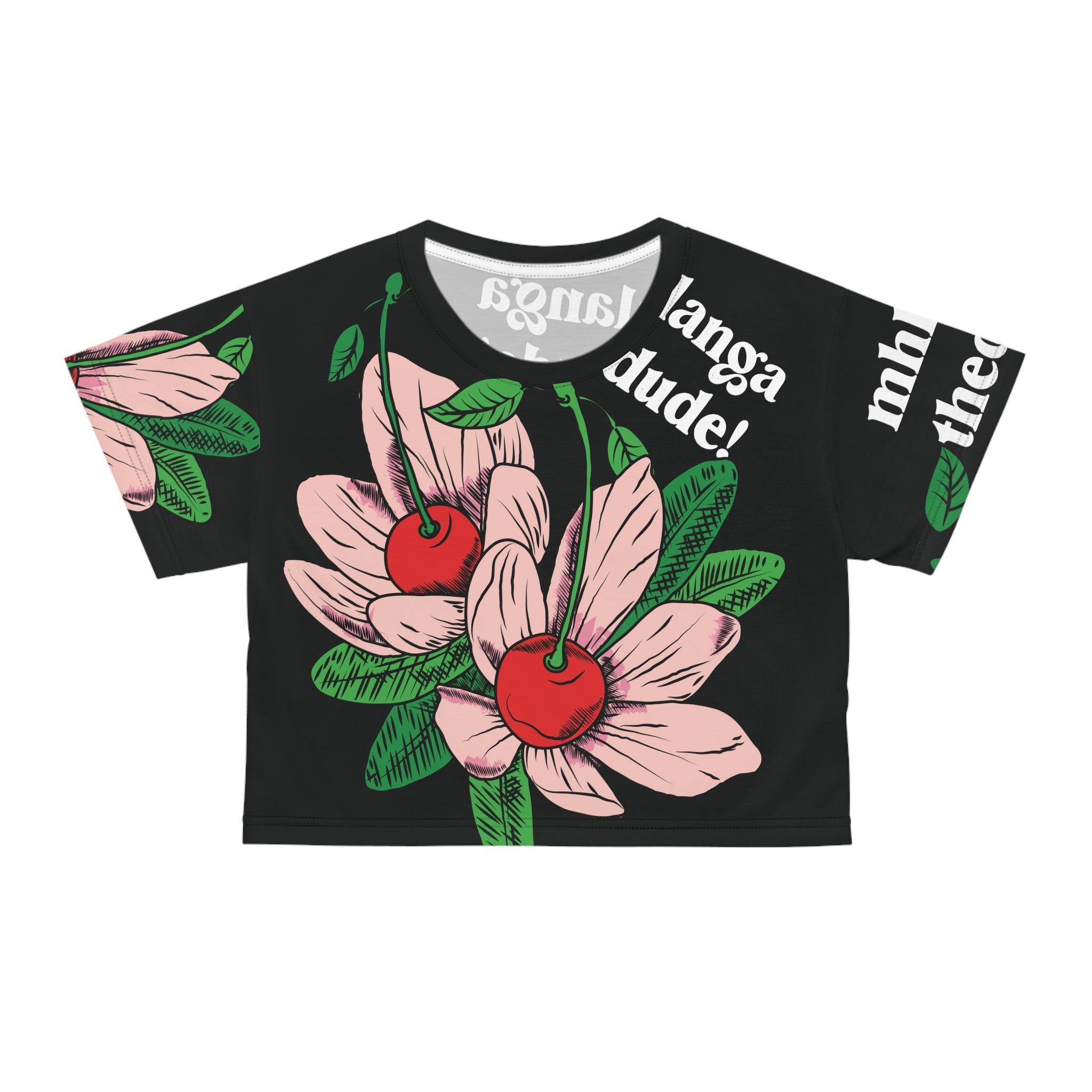 Floweret - Crop Tee (AOP) Black - mhlangathedude!