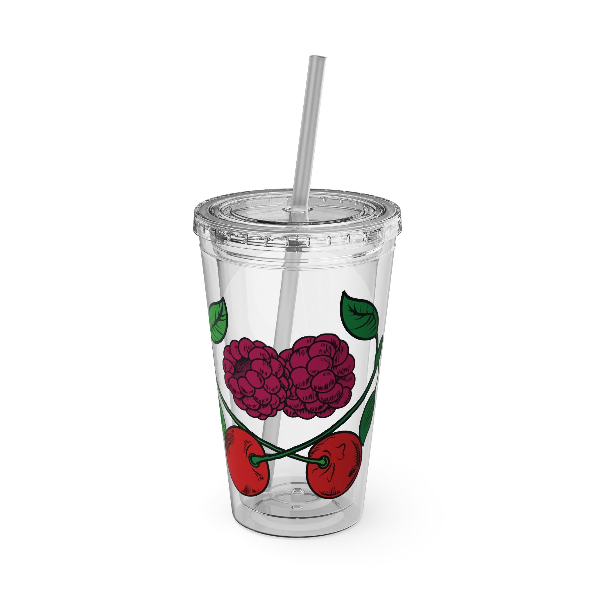 CherryXRaspberry - Sunsplash Tumbler with Straw, 16oz - mhlangathedude!