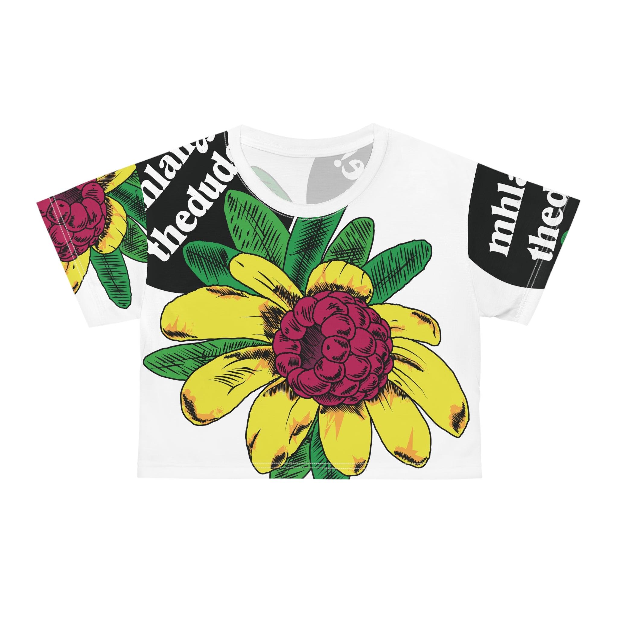 Yellow Sunday - Crop Tee (AOP) White