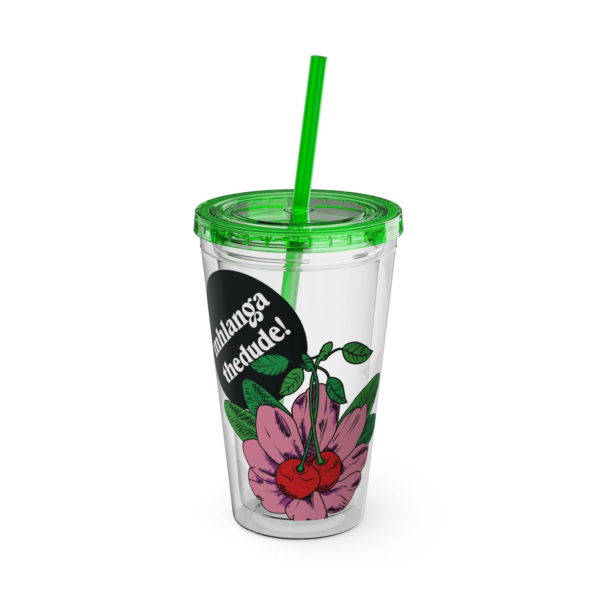 Pink Perennial - Sunsplash Tumbler with Straw, 16oz