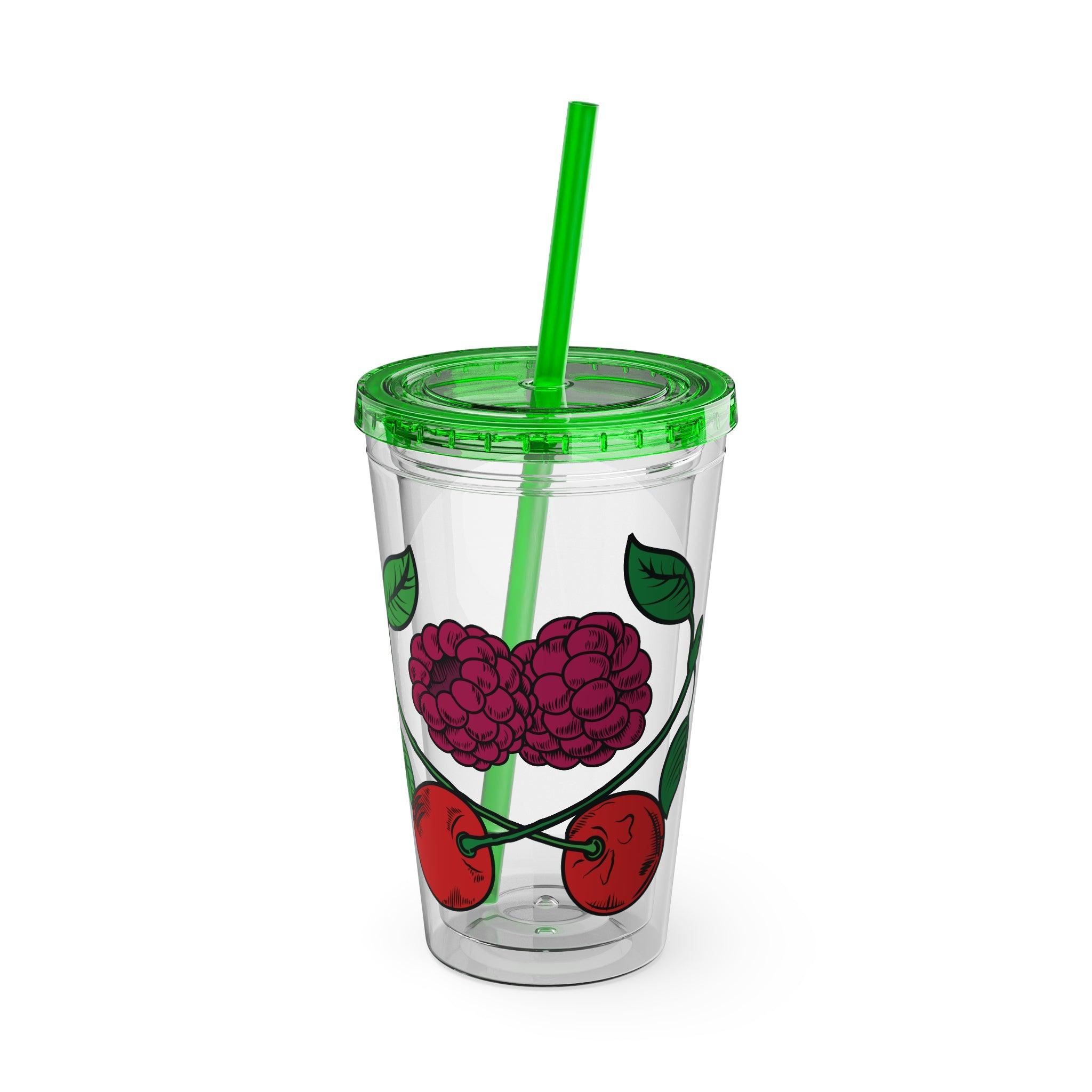 CherryXRaspberry - Sunsplash Tumbler with Straw, 16oz - mhlangathedude!