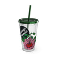 Load image into Gallery viewer, Pink Perennial - Sunsplash Tumbler with Straw, 16oz - mhlangathedude!
