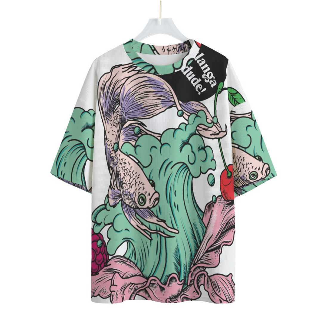 Betta Fish - Unisex Drop-shoulder T-shirt - XS / White - Unisex Drop-shoulder T-shirt