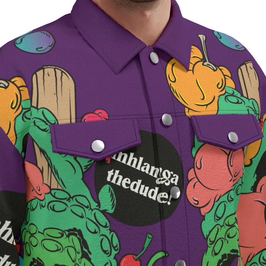 IceCream Squid - Unisex Lapel Jacket - S / Indigo - Unisex Lapel Jacket