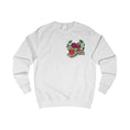 Charger l'image dans la visionneuse de la galerie, White unisex sweatshirt featuring rose and banner embroidery design on chest
